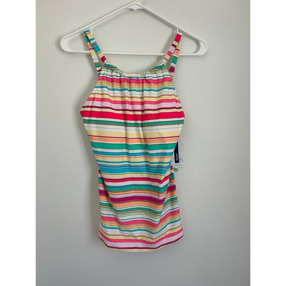 Beach House Blair Striped High Neck Tankini Top - Size 8 - Picture 2 of 9
